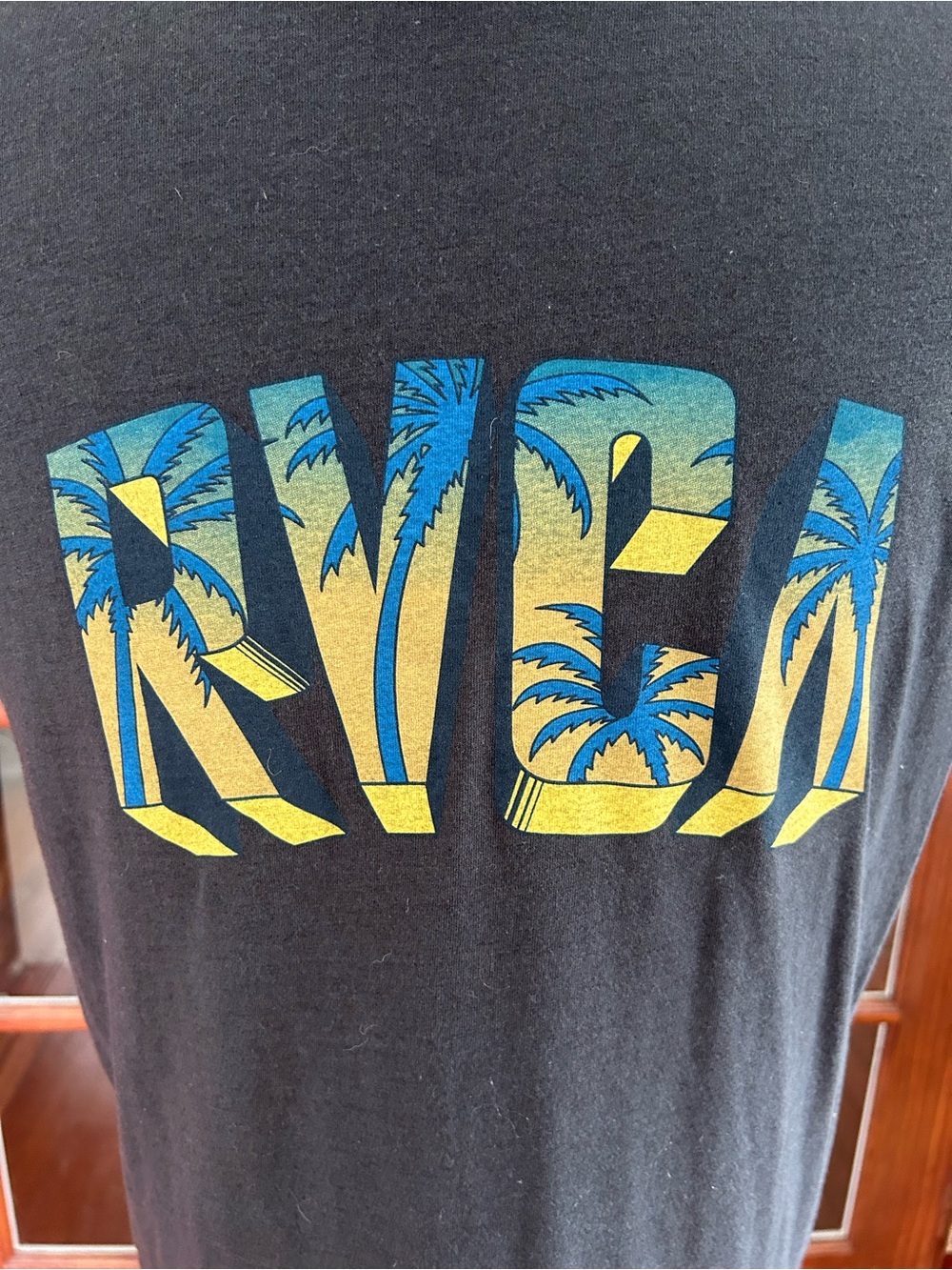 RVCA Shirt Large Adult Dark Gray Spell Out Logo Tri Blend Casual - Picture 2 of 8